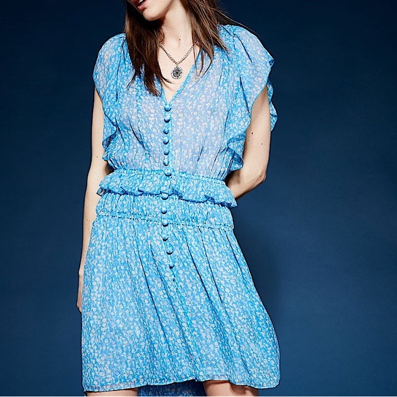 The Kooples Blue Lagoon Print Silk Muslin Dress - NWT! - Picture 1 of 14